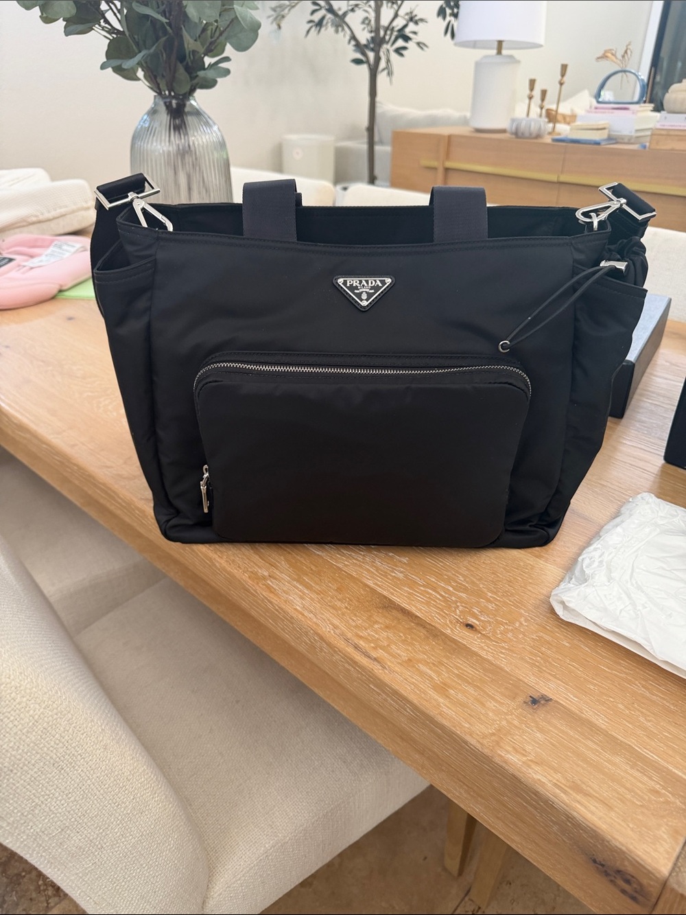Prada Black Nylon Kids Messenger Bag with Front Pocket - brand new!